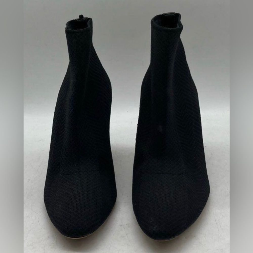 SOLD! ZARA Women’s Black Sock Knit Ankle Booties Chrome Silver Heel Shoe 40 9 US - Picture 6 of 7